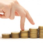 Hand and money staircase isolated on white Hand and money staircase isolated on white